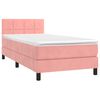 vidaXL Boxspring met matras en LED fluweel roze 90x200 cm