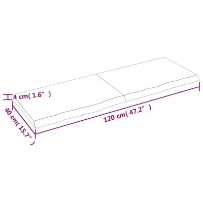 vidaXL Tafelblad 120x40x(2-4)cm behandeld eikenhout donkerbruin