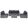 vidaXL 5-delige Loungeset met kussens poly rattan grijs