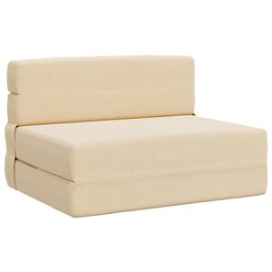 vidaXL Vouwbare Bankbed Cr&egrave;mekleurig 70 x 80 x 60 cm Stof