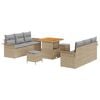 vidaXL Tuin Sofa Set 9 pcs Beige poly rattan