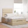vidaXL Ottoman bed met matras 120x190cm stof cr&egrave;mekleurig