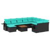 vidaXL 11-delige tuinbankset met kussens, zwart polyrotan
