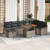 vidaXL Tuin Sofa Set 9 pcs Grijs poly rattan