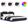 vidaXL Bedframe met Hoofdeinde Zwart Eiken 180 x 200 cm Bewerkt hout