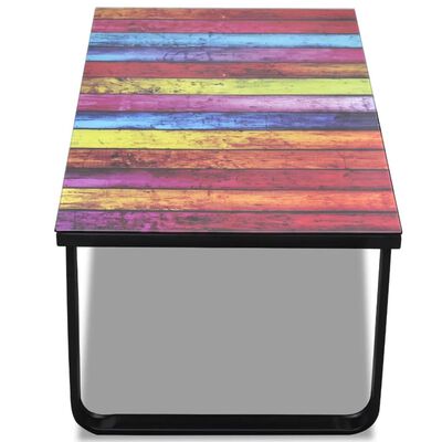 vidaXL Salontafel met regenboog-print glazen tafelblad