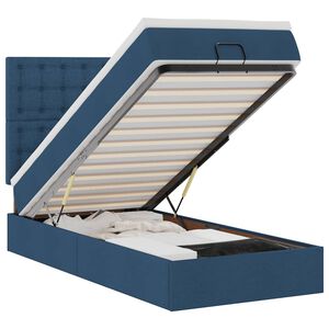vidaXL Bed met matras 100x200 cm stof blauw