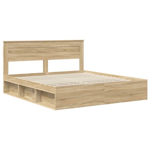 vidaXL Bedframe met hoofdeinde Sonoma 180 x 200 cm Massief grenenhout