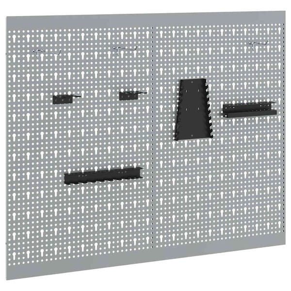 vidaXL Opslagbank 2 pcs Grijs 100 x 1 x 80 cm Poedergecoat staal