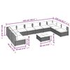 vidaXL 11-delige Loungeset met kussens poly rattan grijs