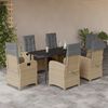 vidaXL 7-delige Tuinset met kussens poly rattan gemengd beige
