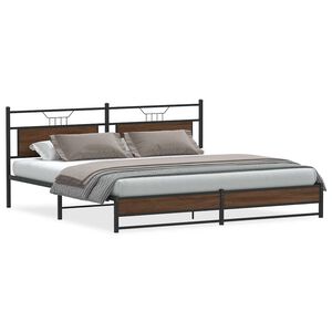 vidaXL Bedframe zonder matras metaal bruin eikenkleur 193x201 cm