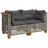 vidaXL Tuinhoekbanken 2 st met kussens poly rattan grijs