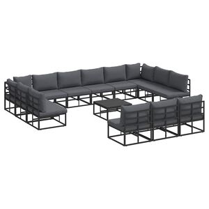 vidaXL Tuinbankenset 14 st Zwart Aluminium