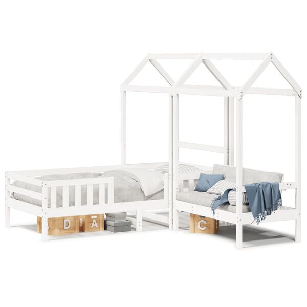 vidaXL Kinderbed met dak massief grenenhout wit 90x190 cm