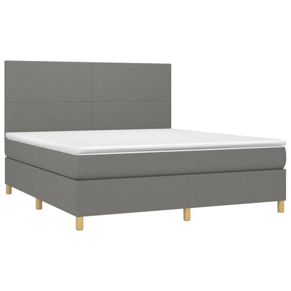 vidaXL Boxspring met matras en LED stof donkergrijs 180x200 cm