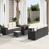 vidaXL Tuin Sofa Set met opslag 9 pcs Zwart Poly riet