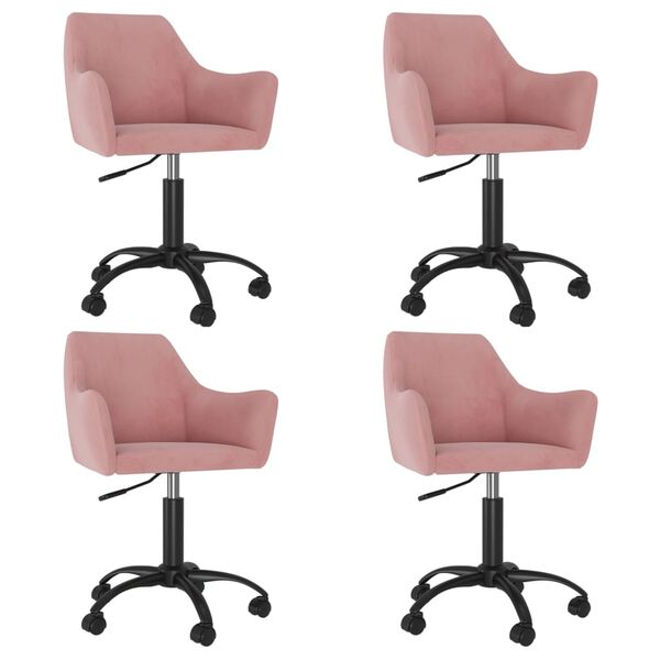 vidaXL Eetkamerstoelen draaibaar 4 st fluweel roze