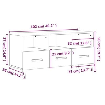 vidaXL Tv-meubel 102x36x50 cm bewerkt hout hoogglans wit