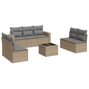 vidaXL 8-delige Loungeset met kussens poly rattan beige