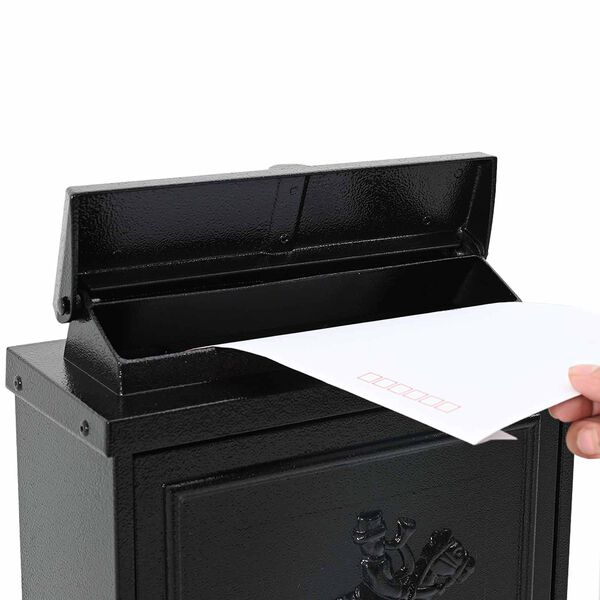 vidaXL Wandgemonteerde brievenbus met opslag Zwart 29 x 13 x 41 cm