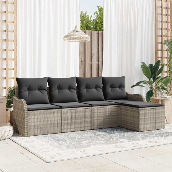 vidaXL Tuin Sofa Set 5 pcs Lichtgrijs poly rattan
