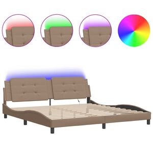 vidaXL Bedframe met LED zonder matras "Zadar" cappuccino 200x200 cm