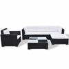 vidaXL 6-delige Loungeset met kussens poly rattan zwart