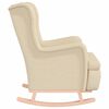 vidaXL Fauteuil met massief rubberwood schommelpoten stof cr&egrave;mekleurig
