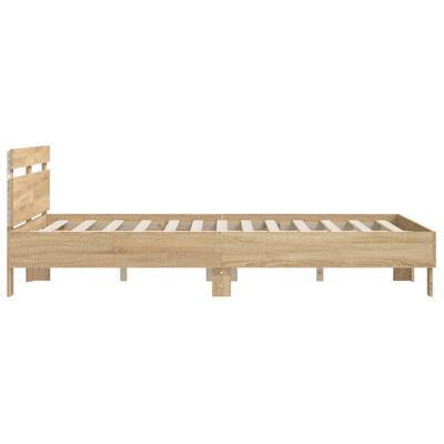 vidaXL Bedframe met hoofdeinde en LED sonoma eikenkleurig 150x200 cm