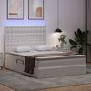 vidaXL Opbergbed met LED met matras Puur Wit 140 x 190 cm Nep Leer