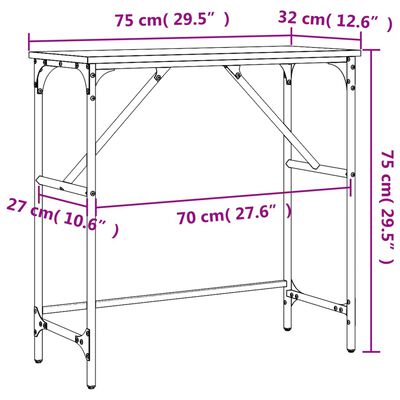 vidaXL Wandtafel 75x32x75 cm bewerkt hout bruin eikenkleur