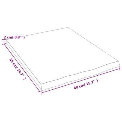 vidaXL Wastafelblad 40x50x2 cm behandeld massief hout donkerbruin