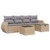 vidaXL 6-delige Loungeset met kussens poly rattan gemengd beige