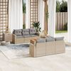 vidaXL 7-delige Loungeset met kussens poly rattan gemengd beige