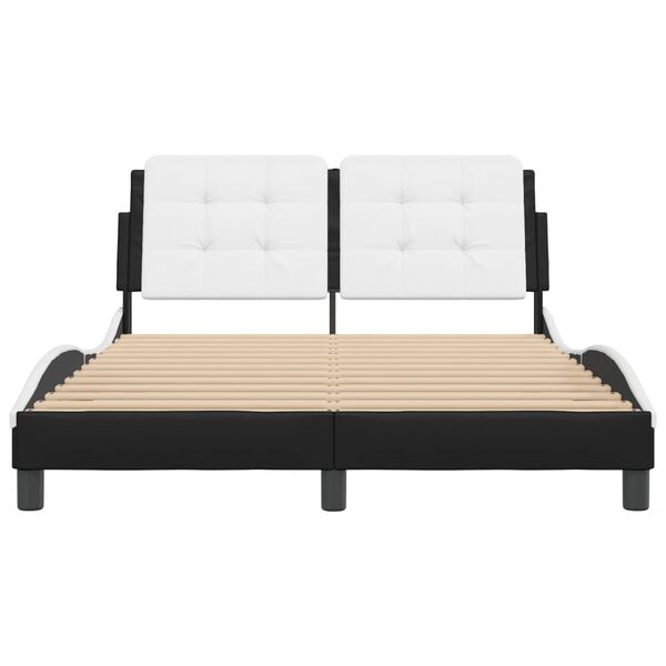vidaXL Bedframe zonder matras "Zadar" kunstleer zwart en wit 140x190 cm