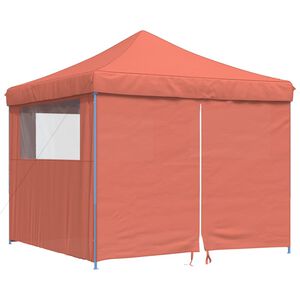 vidaXL Partytent inklapbaar pop-up met 4 zijwanden terracottakleurig