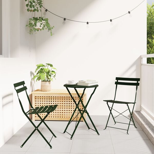 vidaXL Vouw Bistro Set 3 pcs Bossen Staal