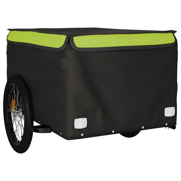 vidaXL Fietstrailer 45 kg ijzer zwart en groen