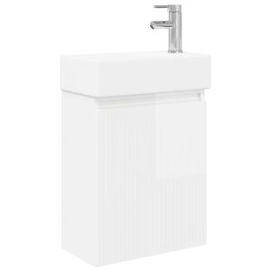 vidaXL Badkamermeubel met kraan Hoogglans Wit 45,5 x 22,5 x 84 cm