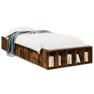 vidaXL Bedframe bewerkt hout gerookt eikenkleurig 100x200 cm