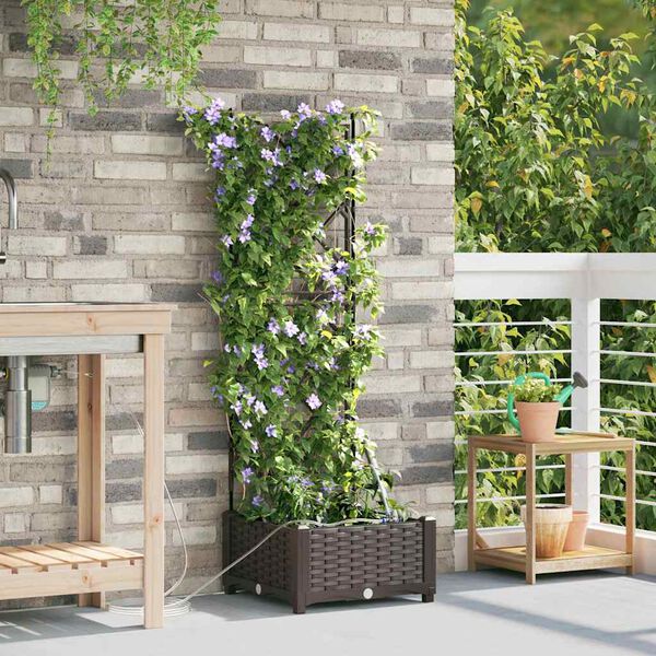 vidaXL Tuin Bloempot Bruin 40 x 40 x 126 cm Staal