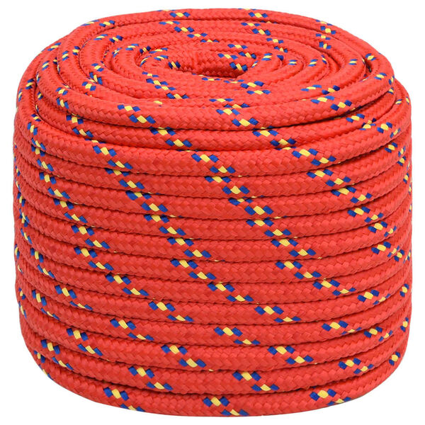 vidaXL Boottouw 16 mm 100 m polypropyleen rood