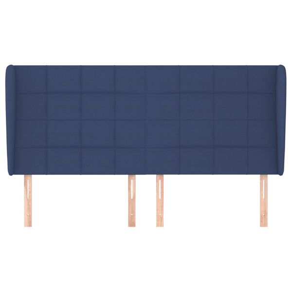 vidaXL Hoofdbord met randen 203x23x118/128 cm stof blauw