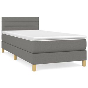 vidaXL Boxspring met matras stof donkergrijs 80x200 cm