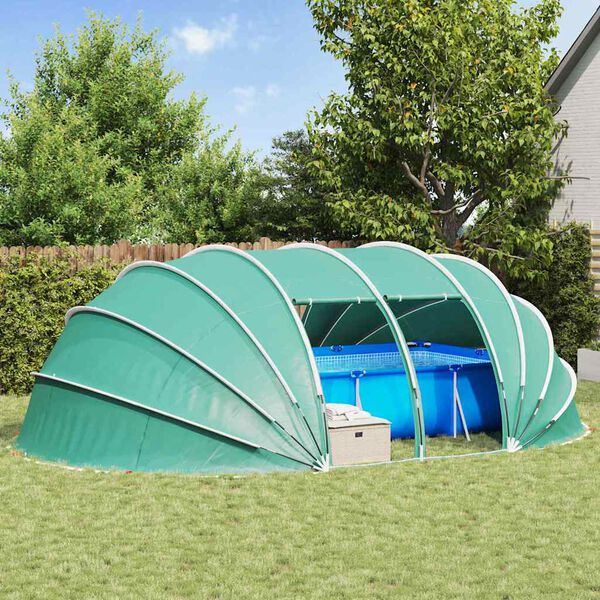 vidaXL Zwembad Tent Koepel Groen 640 x 432 x 205 cm