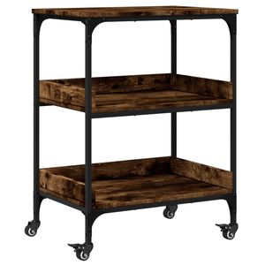 vidaXL Keukentrolley 60x41x80,5 cm bewerkt hout gerookt eikenkleurig
