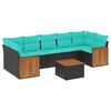 vidaXL 8-delige tuinbankset met kussens, zwart polyrotan