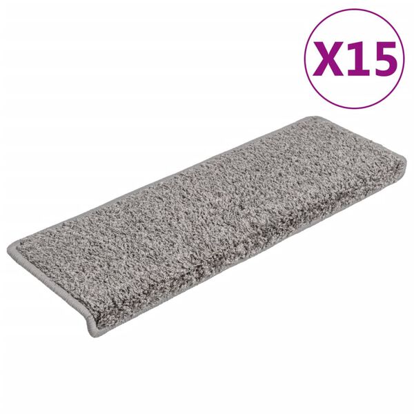 vidaXL Trapmatten 15 st 65x21x4 cm Grijs Rechthoekige Rand