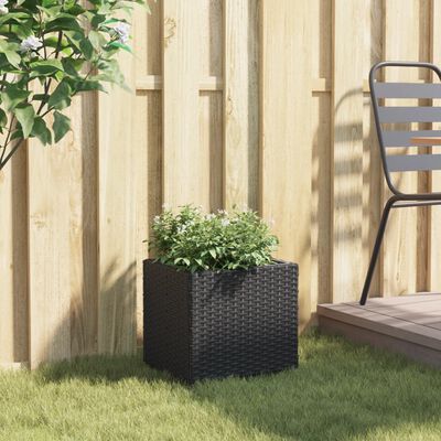 vidaXL Plantenbak 36x30x32 cm poly rattan zwart